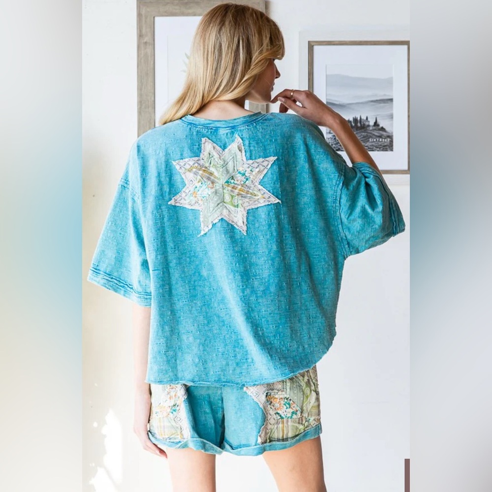 Oli & Hali Blue Star Women Shorts and Top Set - Picture 3 of 3